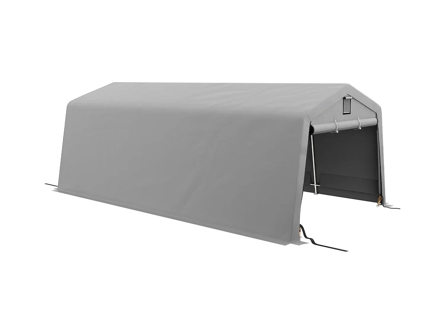 Tente de garage carport 6 x 3,3 x 2,4 m en acier galvanisé - Robuste, PE haute densité 150 g/m², imperméable et anti-UV - Gris