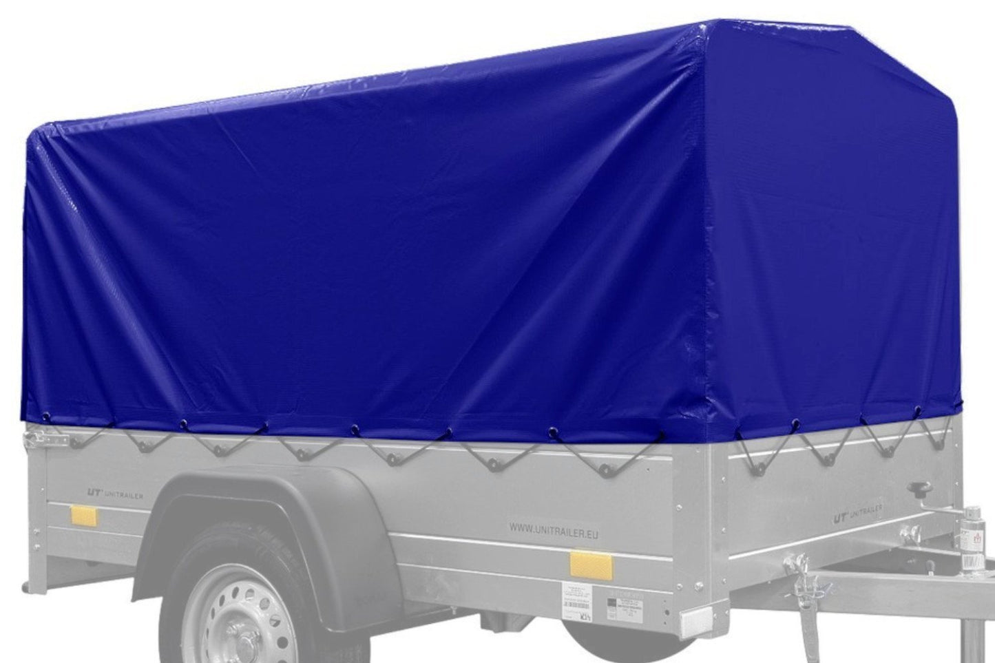 Remorque bagagère garden trailer 200 kipp 200 x 106 cm avec bâche haute bleue, arceau et roue jockey – Neuf – Prix Destockage