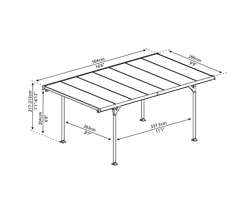 Carport en Aluminium - 2.99 x 5.04m