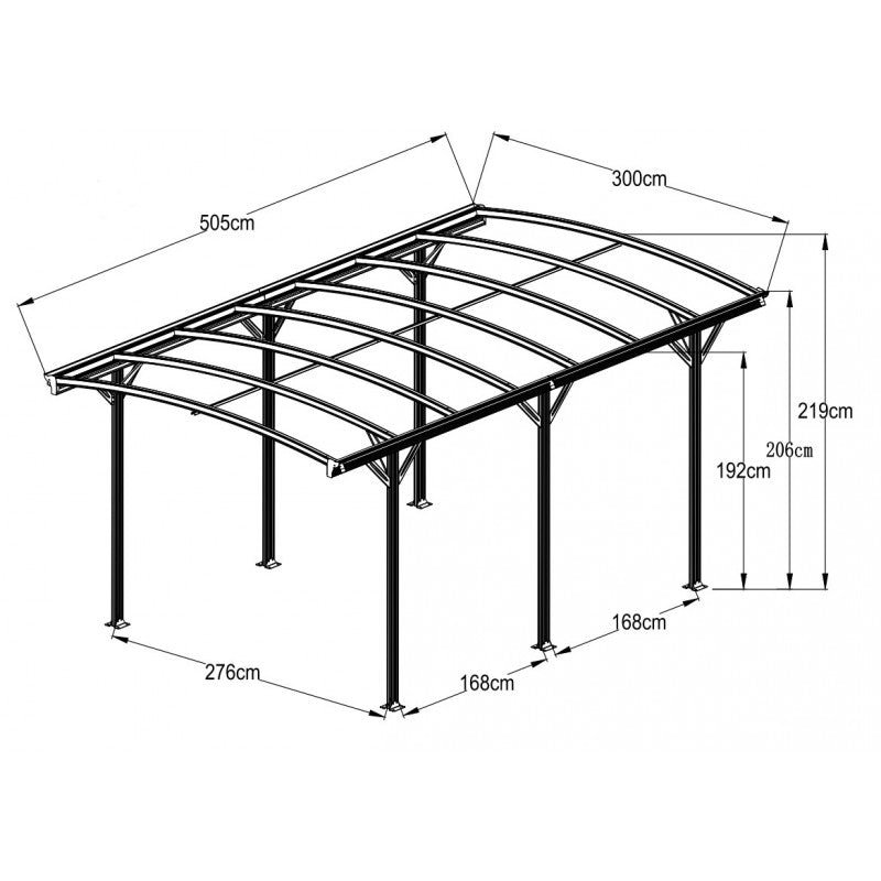 Carport en Aluminium Anthracite - 3x5,05m et Polycarbonate