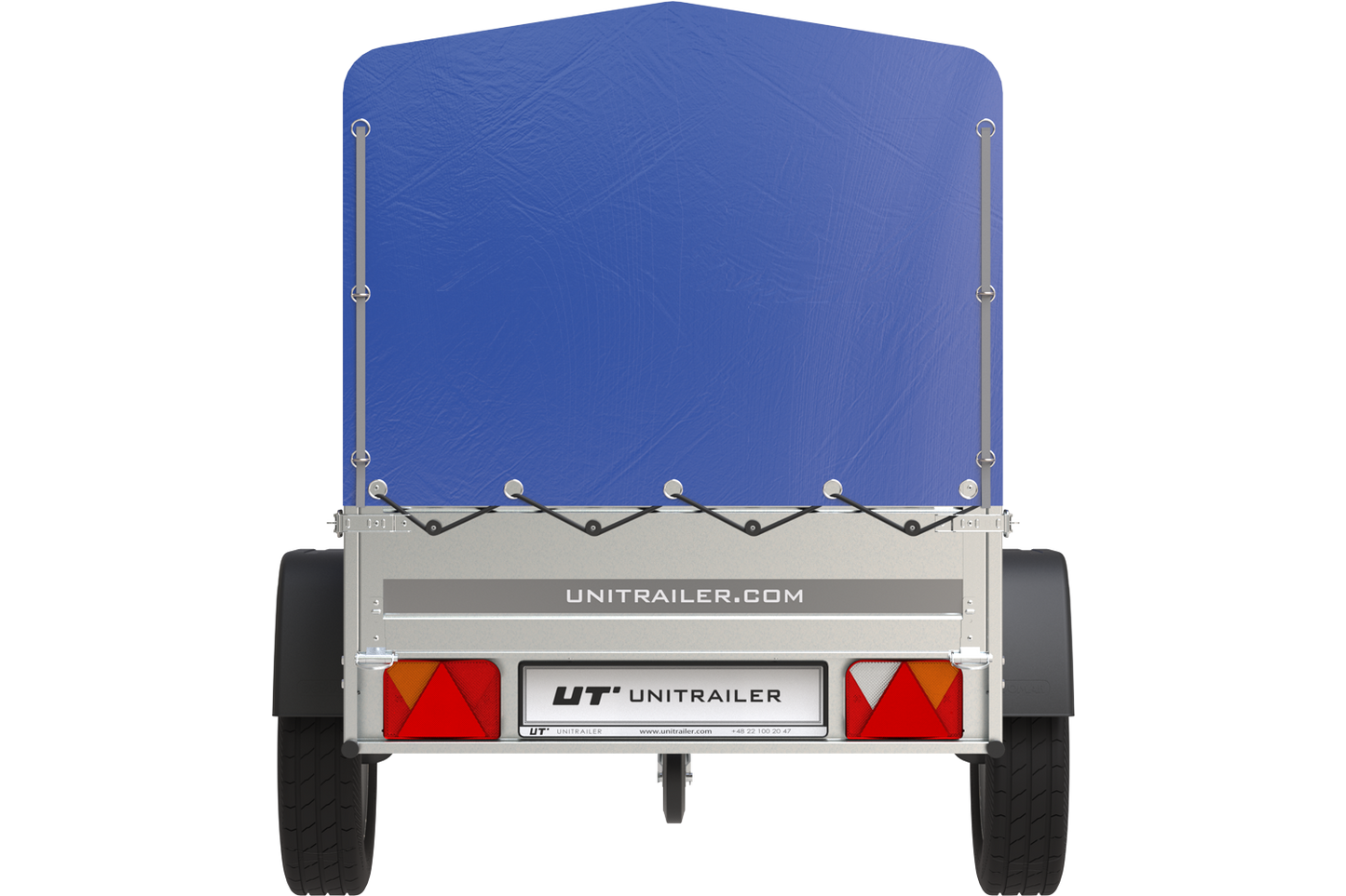 Remorque bagagère garden trailer 200 kipp 200 x 106 cm avec bâche haute bleue, arceau et roue jockey – Neuf – Prix Destockage