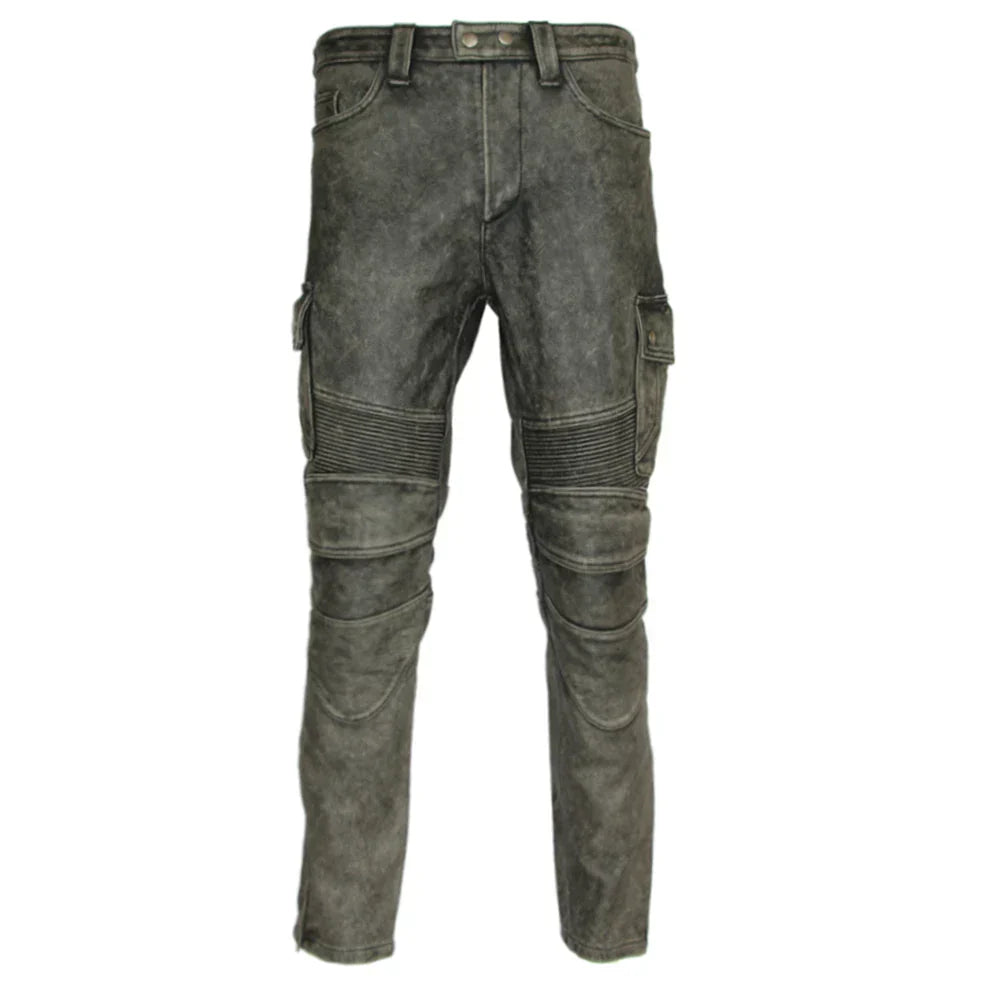 Pantalon de moto en cuir pour homme motard