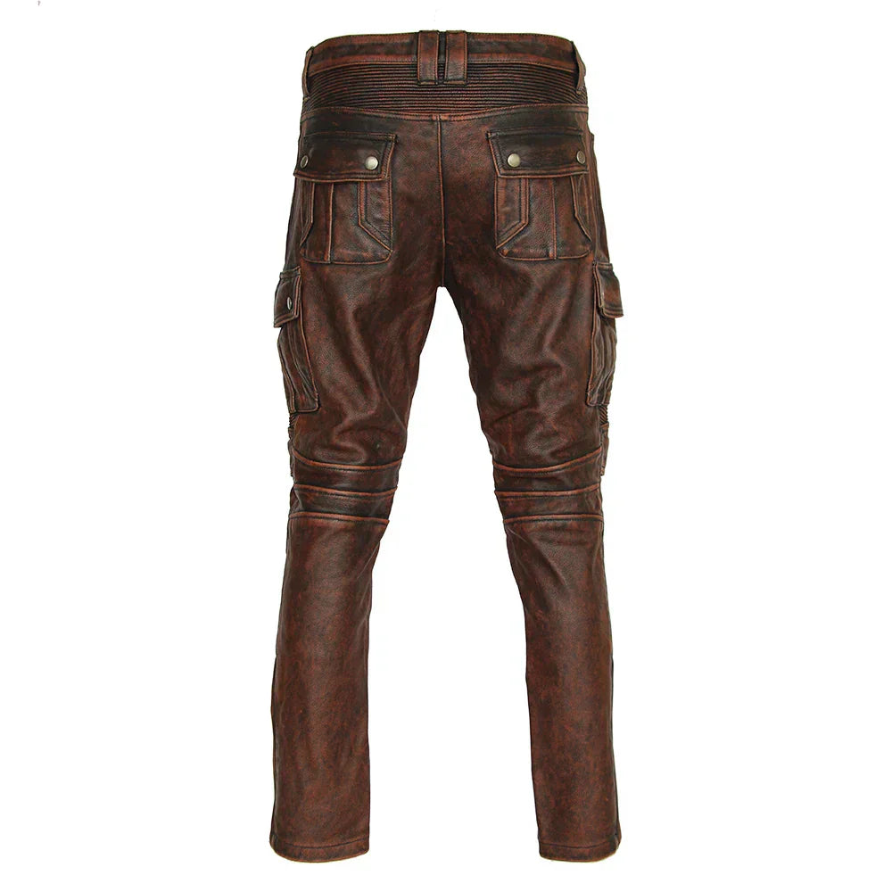 Pantalon de moto en cuir pour homme motard