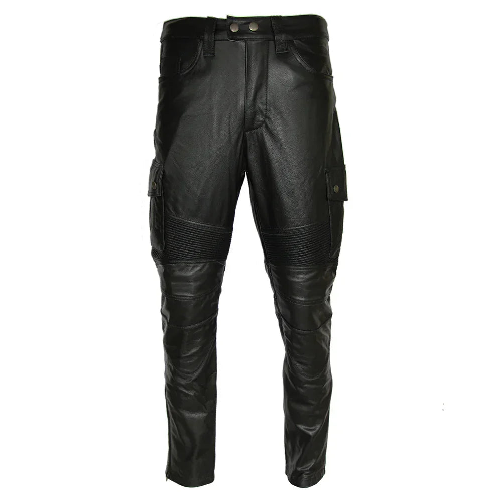 Pantalon de moto en cuir pour homme motard