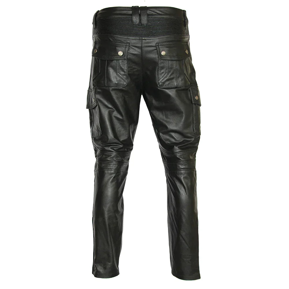 Pantalon de moto en cuir pour homme motard