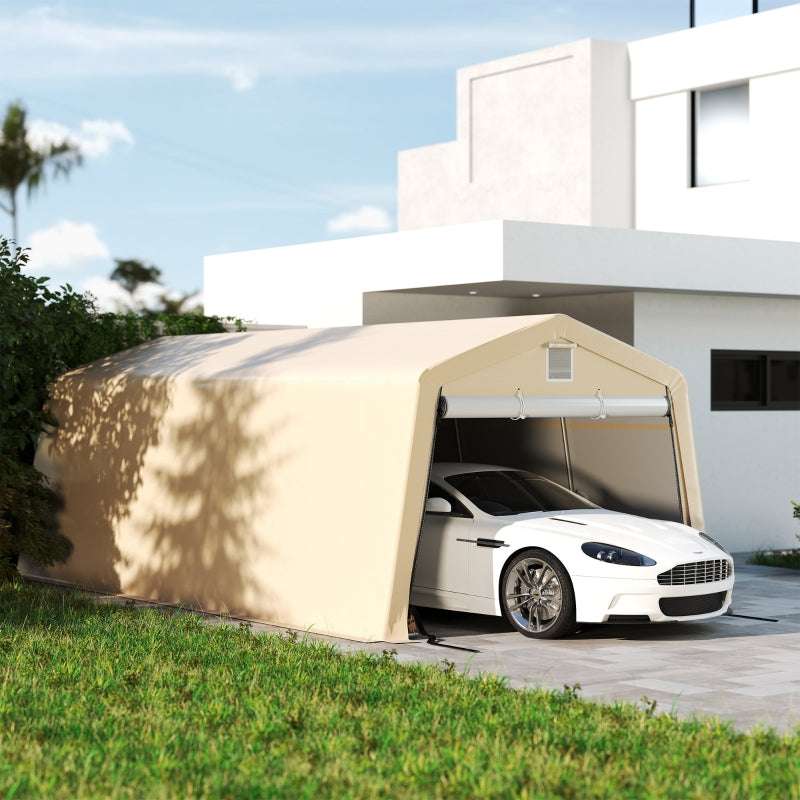 Tente garage carport Outsunny - 6,2 x 3,3 x 2,4 m, acier galvanisé, PE haute densité 150 g/m², imperméable et anti-UV