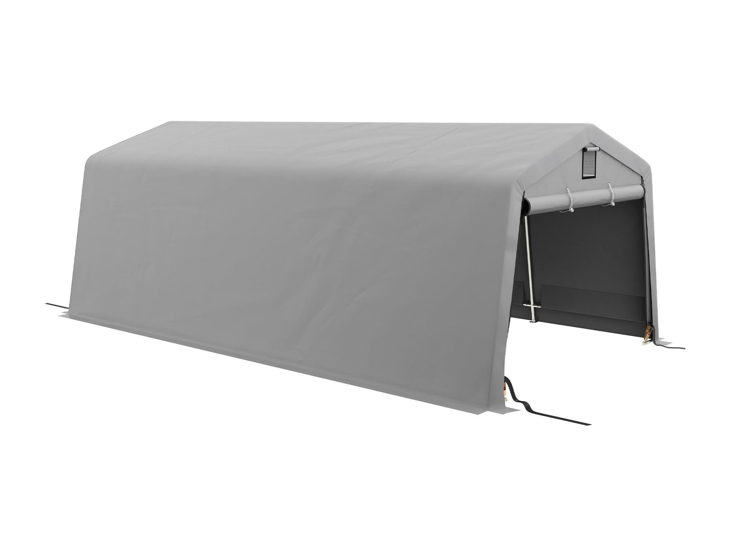 Tente garage carport robuste en acier galvanisé - 6L x 3,3l x 2,4H m - PE haute densité 150 g/m² - Imperméable et anti-UV - Gris