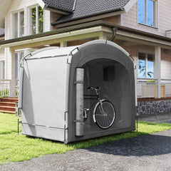 Abri de vélo portable Outsunny pour 3-4 vélos avec 2 poches latérales - 205 x 140 x 188 cm - Gris foncé