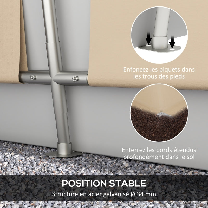 Tente garage carport Outsunny - 6,2 x 3,3 x 2,4 m, acier galvanisé, PE haute densité 150 g/m², imperméable et anti-UV