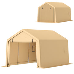 Tente de garage Outsunny 3 x 5,2 m – Abri voiture extérieur avec porte enroulable amovible jaune