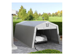 Tente de garage carport 6 x 3,3 x 2,4 m en acier galvanisé - Robuste, PE haute densité 150 g/m², imperméable et anti-UV - Gris