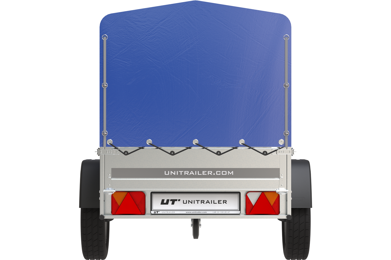 Remorque bagagère garden trailer 200 kipp 200 x 106 cm avec bâche haute bleue, arceau et roue jockey – Neuf – Prix Destockage