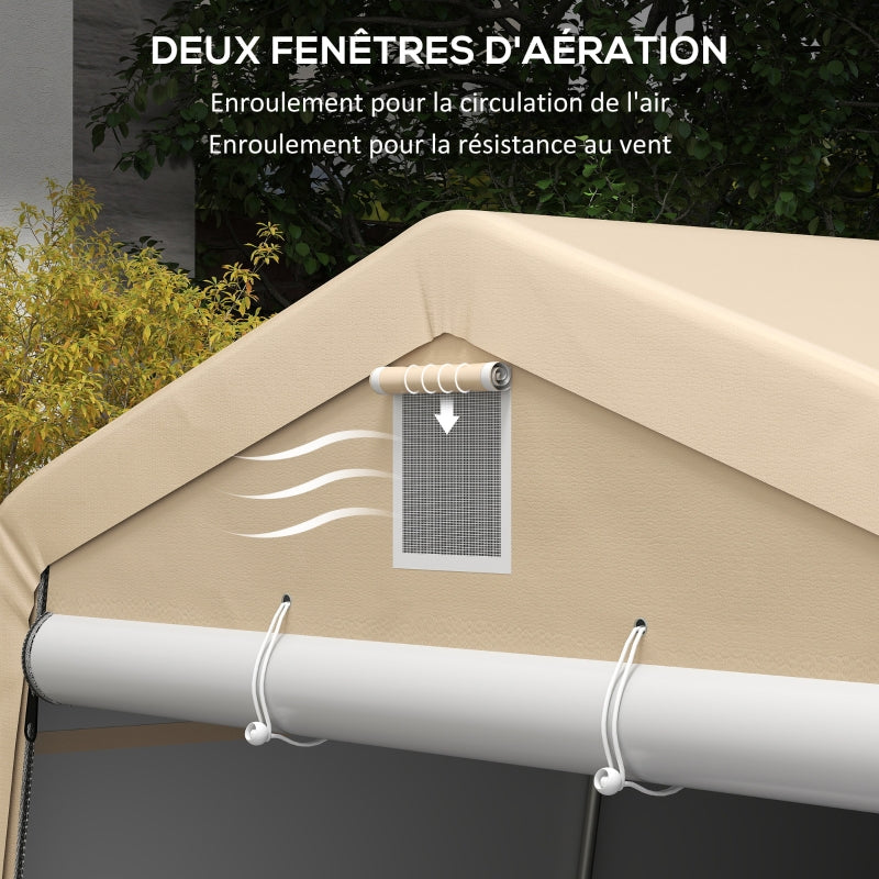 Tente garage carport Outsunny - 6,2 x 3,3 x 2,4 m, acier galvanisé, PE haute densité 150 g/m², imperméable et anti-UV