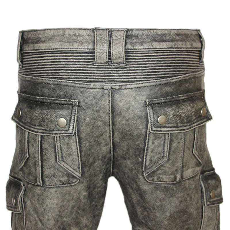 Pantalon de moto en cuir pour homme motard