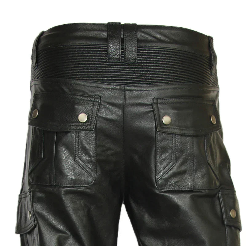 Pantalon de moto en cuir pour homme motard