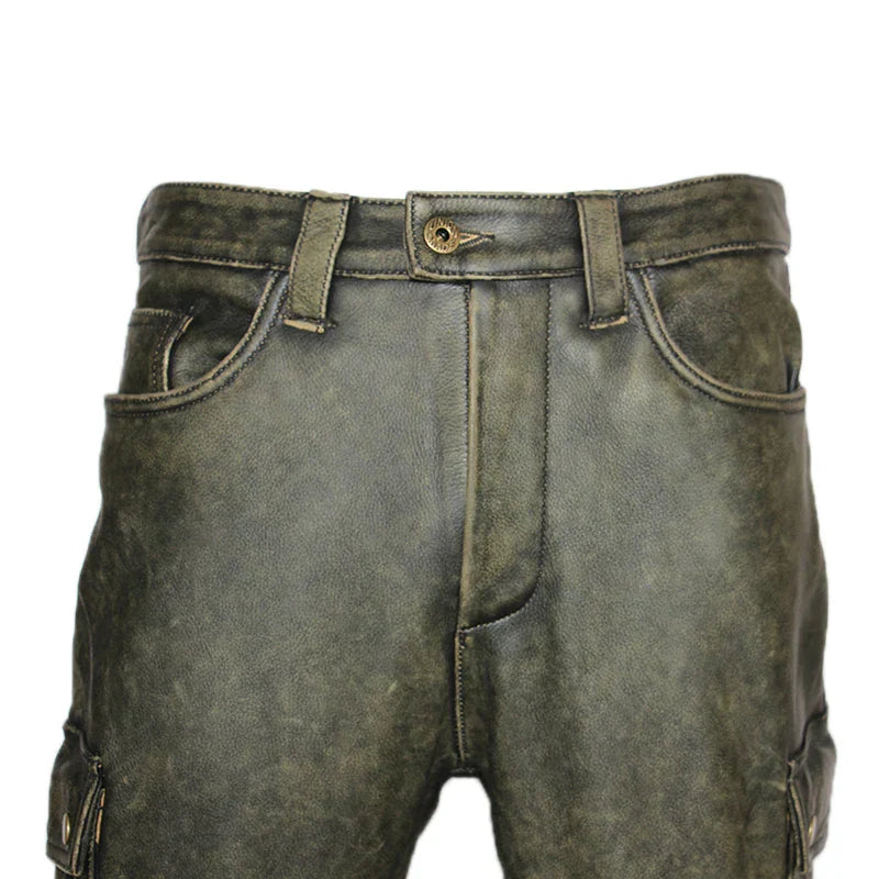 Pantalon de moto en cuir pour homme motard