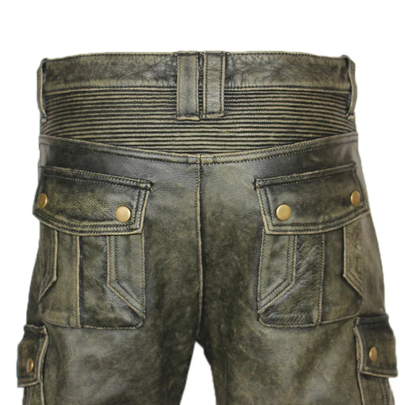 Pantalon de moto en cuir pour homme motard