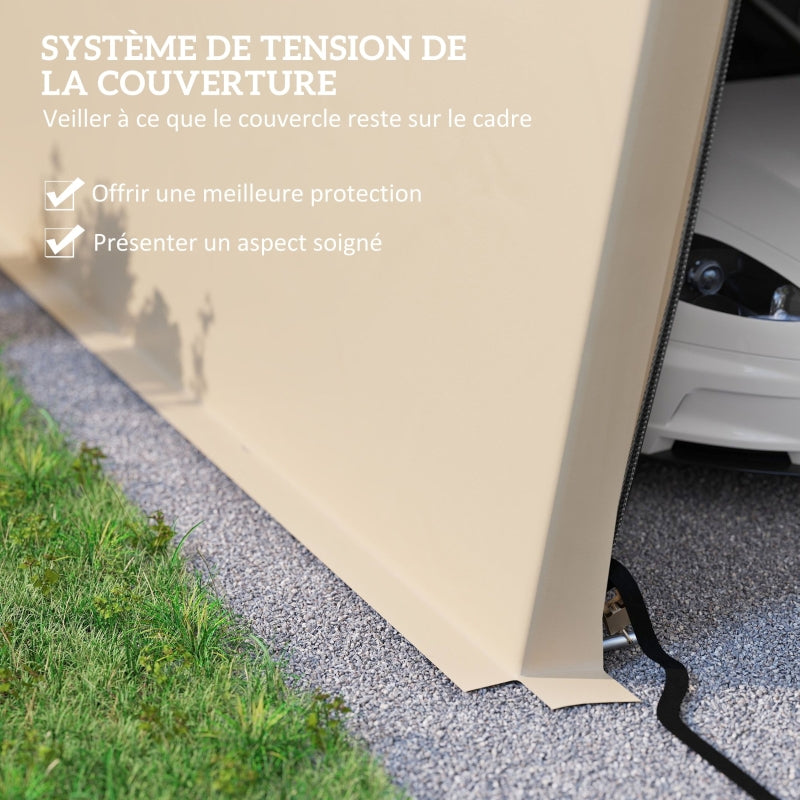 Tente garage carport Outsunny - 6,2 x 3,3 x 2,4 m, acier galvanisé, PE haute densité 150 g/m², imperméable et anti-UV