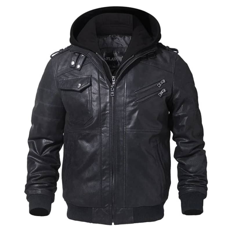 Blouson biker homme à capuche