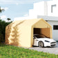 Tente de garage Outsunny 3 x 5,2 m – Abri voiture extérieur avec porte enroulable amovible jaune