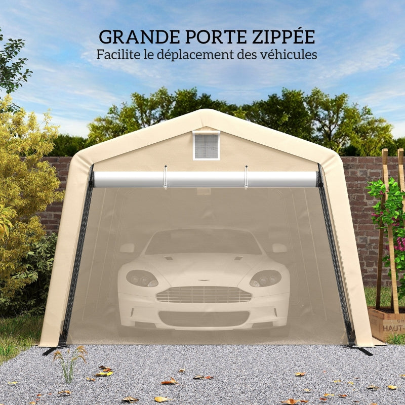 Tente garage carport Outsunny - 6,2 x 3,3 x 2,4 m, acier galvanisé, PE haute densité 150 g/m², imperméable et anti-UV